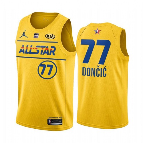 Men's 2021 All-Star #77 Luka Doncic Yellow NBA Western Conference Stitched Jersey